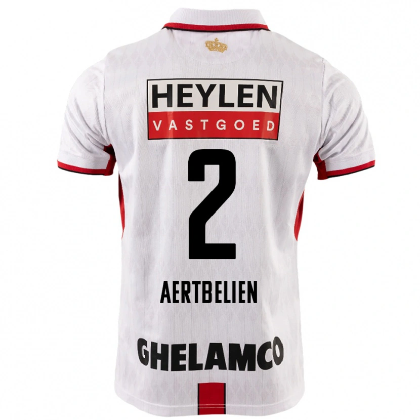 Danxen Femme Maillot Lukas Aertbeliën #2 Blanc Rouge Tenues Extérieur 2025/26 T-Shirt