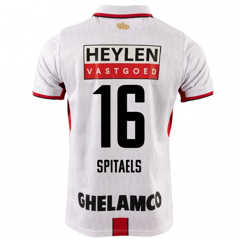 Danxen Femme Maillot Nathan Spitaels #16 Blanc Rouge Tenues Extérieur 2025/26 T-Shirt