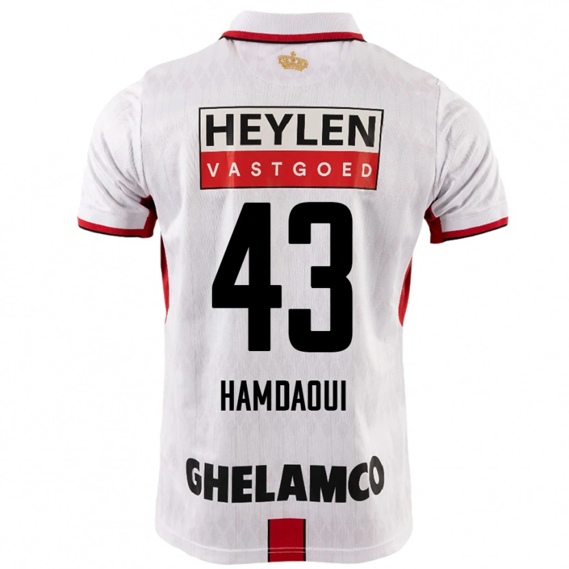 Danxen Femme Maillot Youssef Hamdaoui #43 Blanc Rouge Tenues Extérieur 2025/26 T-Shirt