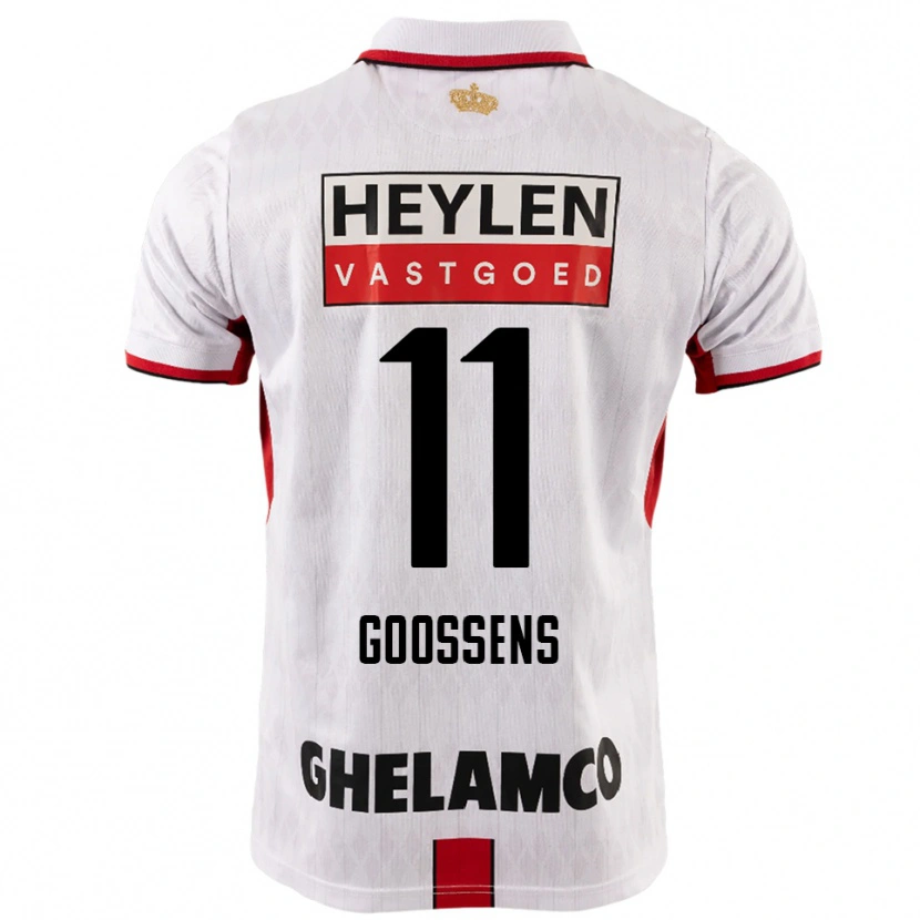 Danxen Femme Maillot Mattias Goossens #11 Blanc Rouge Tenues Extérieur 2025/26 T-Shirt