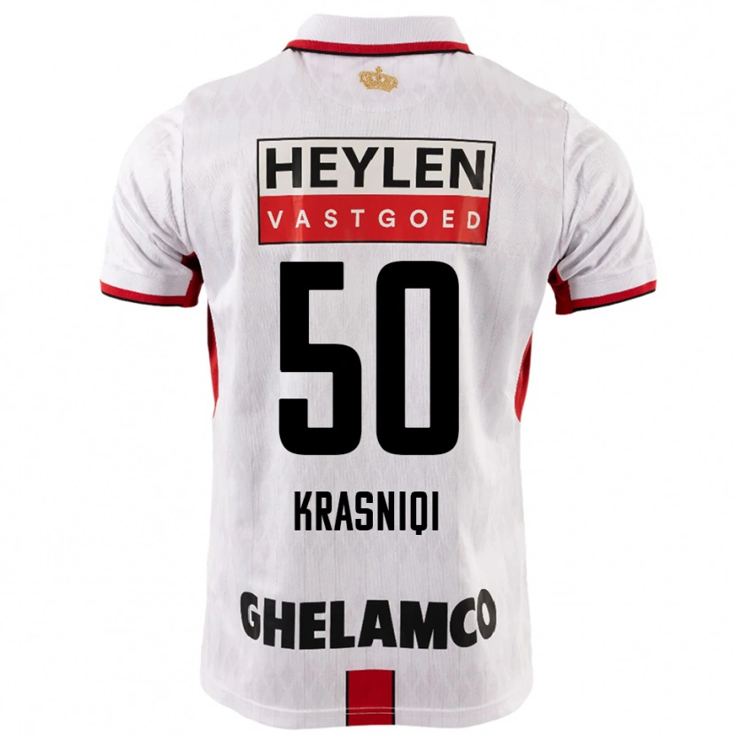 Danxen Femme Maillot Laurit Krasniqi #50 Blanc Rouge Tenues Extérieur 2025/26 T-Shirt