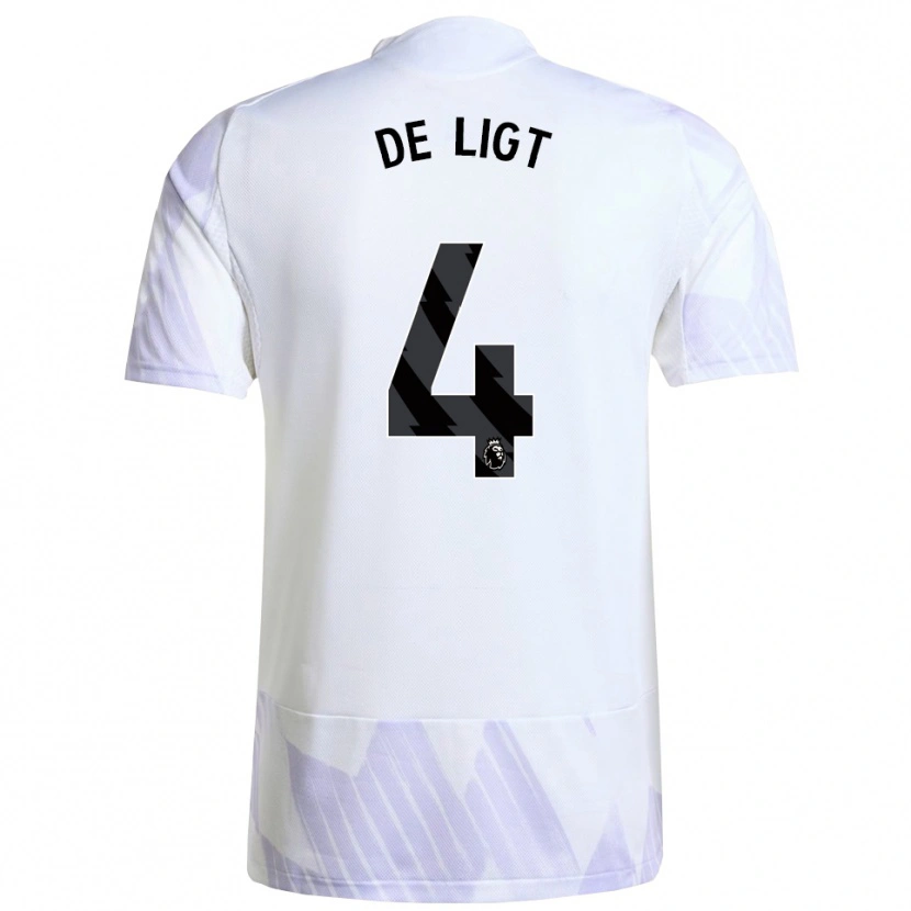 Danxen Femme Maillot Matthijs De Ligt #4 Blanc Violet Violet Tenues Extérieur 2025/26 T-Shirt