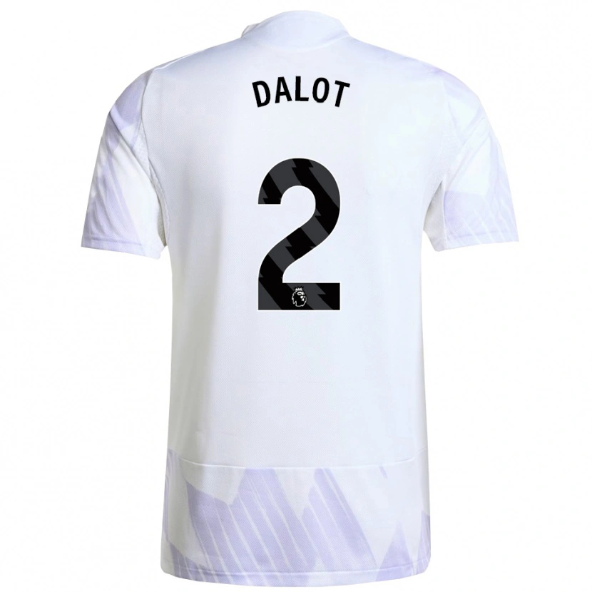 Danxen Femme Maillot Diogo Dalot #2 Blanc Violet Violet Tenues Extérieur 2025/26 T-Shirt