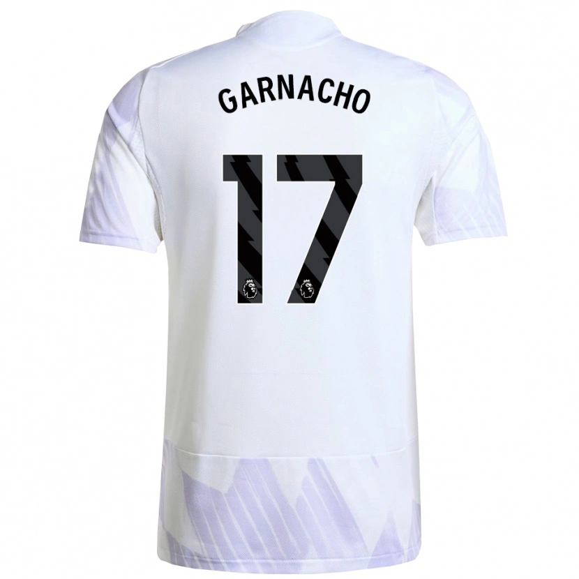 Danxen Femme Maillot Alejandro Garnacho #17 Blanc Violet Violet Tenues Extérieur 2025/26 T-Shirt