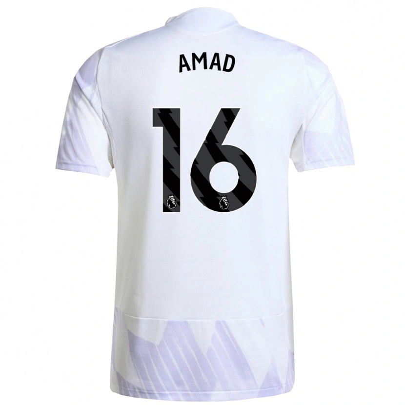 Danxen Femme Maillot Amad Diallo #16 Blanc Violet Violet Tenues Extérieur 2025/26 T-Shirt