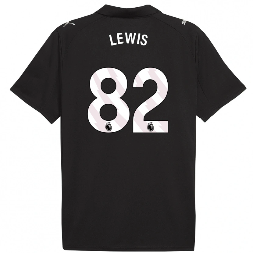 Danxen Femme Maillot Rico Lewis #82 Noir Blanc Tenues Extérieur 2025/26 T-Shirt