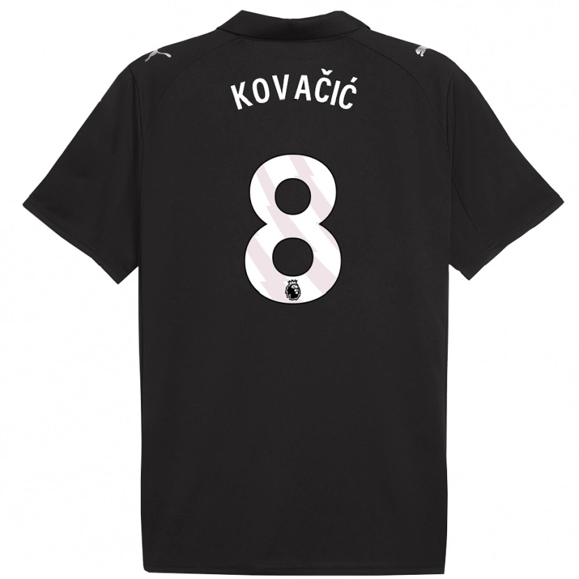 Danxen Femme Maillot Mateo Kovacic #8 Noir Blanc Tenues Extérieur 2025/26 T-Shirt