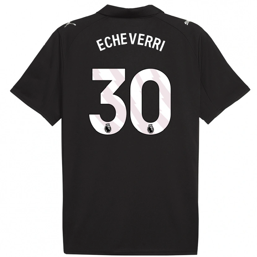 Danxen Femme Maillot Claudio Echeverri #30 Noir Blanc Tenues Extérieur 2025/26 T-Shirt