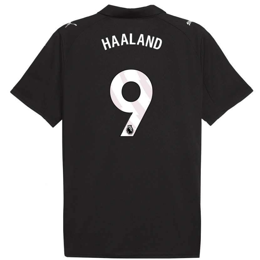 Danxen Femme Maillot Erling Haaland #9 Noir Blanc Tenues Extérieur 2025/26 T-Shirt