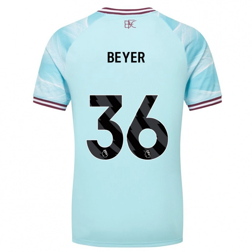Danxen Femme Maillot Jordan Beyer #36 Bleu Ciel Bourgogne Tenues Extérieur 2025/26 T-Shirt