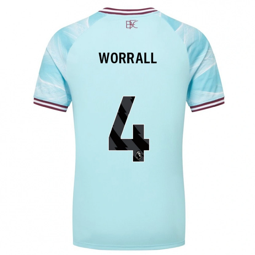 Danxen Femme Maillot Joe Worrall #4 Bleu Ciel Bourgogne Tenues Extérieur 2025/26 T-Shirt