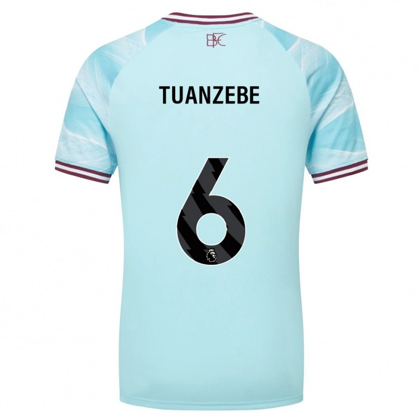 Danxen Femme Maillot Axel Tuanzebe #6 Bleu Ciel Bourgogne Tenues Extérieur 2025/26 T-Shirt