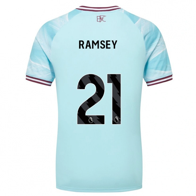 Danxen Femme Maillot Aaron Ramsey #21 Bleu Ciel Bourgogne Tenues Extérieur 2025/26 T-Shirt