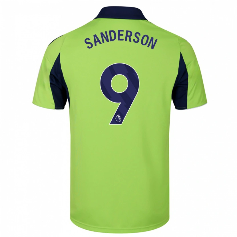 Danxen Femme Maillot Oliver Sanderson #9 Vert Marine Blanc Tenues Extérieur 2025/26 T-Shirt