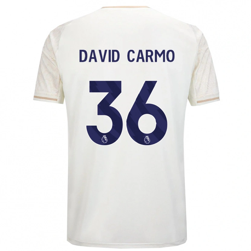 Danxen Femme Maillot David Carmo #36 Blanc Cassé Noir Tenues Extérieur 2025/26 T-Shirt
