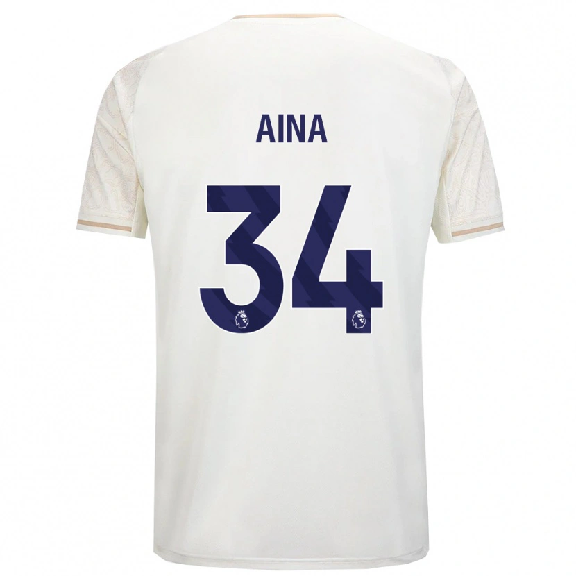 Danxen Femme Maillot Ola Aina #34 Blanc Cassé Noir Tenues Extérieur 2025/26 T-Shirt