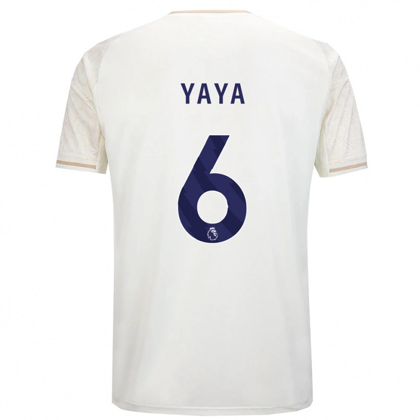 Danxen Femme Maillot Cherif Yaya #6 Blanc Cassé Noir Tenues Extérieur 2025/26 T-Shirt