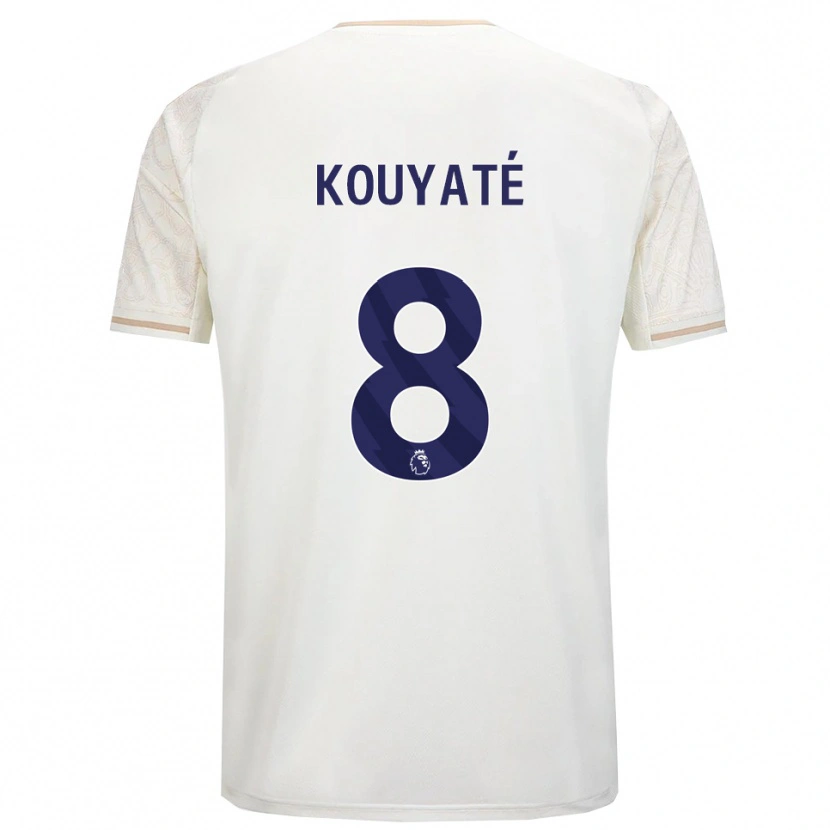 Danxen Femme Maillot Cheikhou Kouyate #8 Blanc Cassé Noir Tenues Extérieur 2025/26 T-Shirt