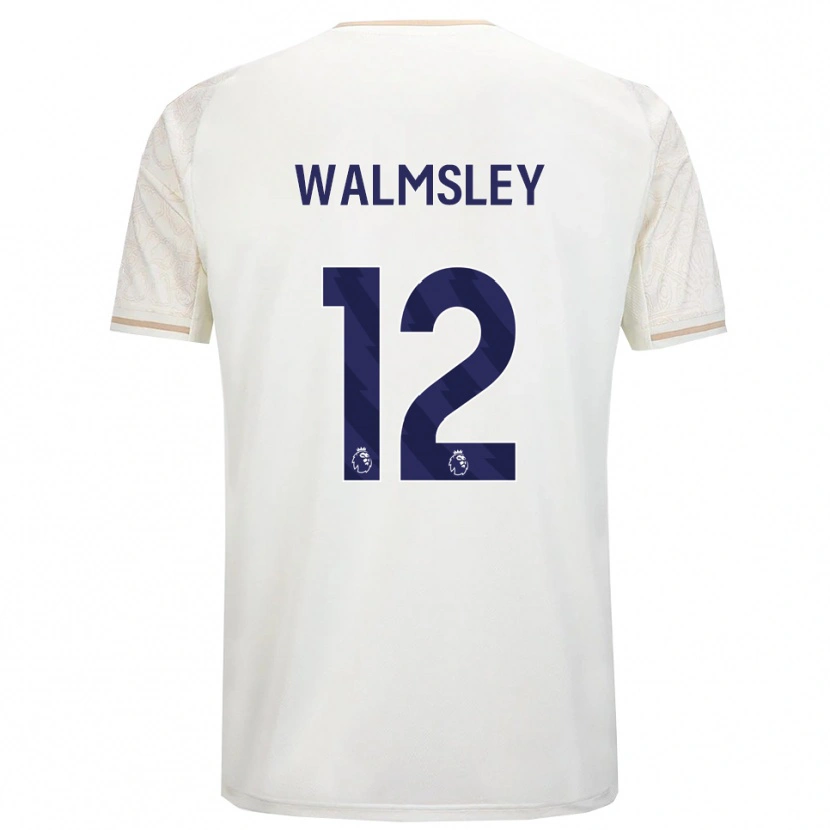 Danxen Femme Maillot Joseph Walmsley #12 Blanc Cassé Noir Tenues Extérieur 2025/26 T-Shirt