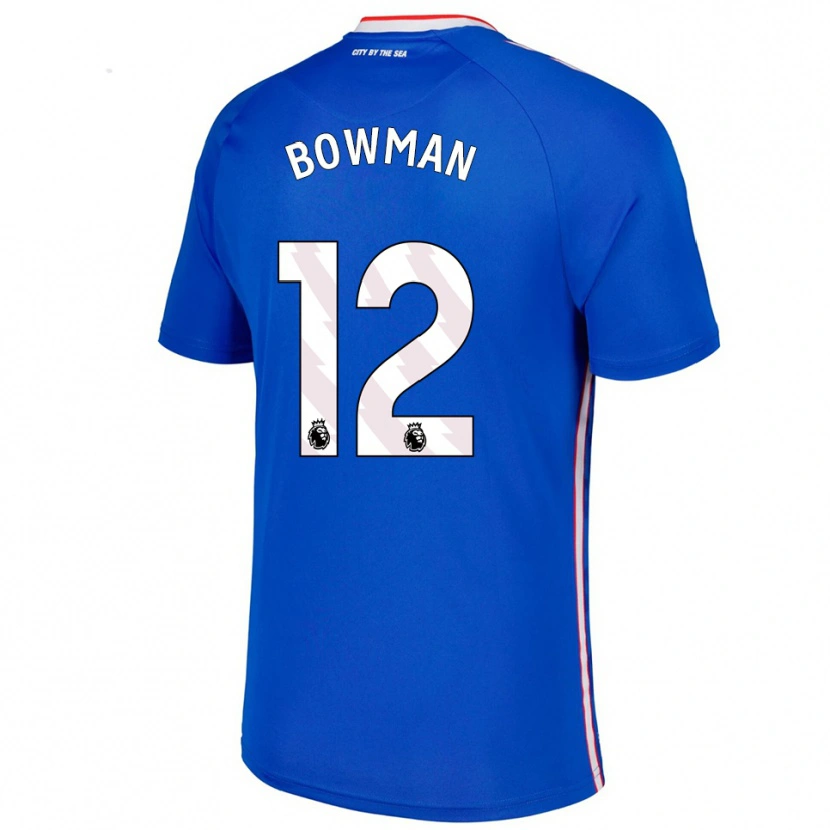 Danxen Femme Maillot Arron Bowman #12 Bleu Blanc Tenues Extérieur 2025/26 T-Shirt