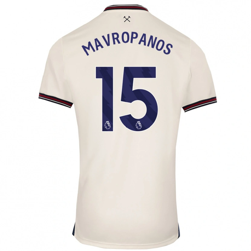 Danxen Femme Maillot Konstantinos Mavropanos #15 Blanc Cassé Tenues Extérieur 2025/26 T-Shirt