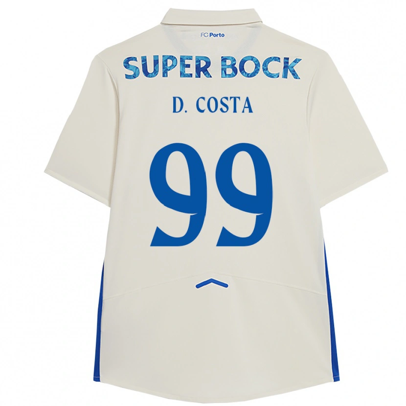 Danxen Femme Maillot Diogo Costa #99 Blanc Bleu Troisieme 2025/26 T-Shirt