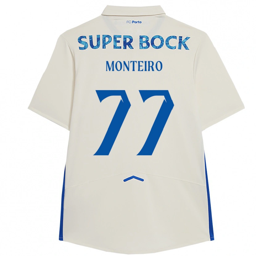 Danxen Femme Maillot Rui Monteiro #77 Blanc Bleu Troisieme 2025/26 T-Shirt