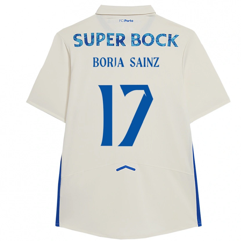Danxen Femme Maillot Borja Sainz #17 Blanc Bleu Troisieme 2025/26 T-Shirt