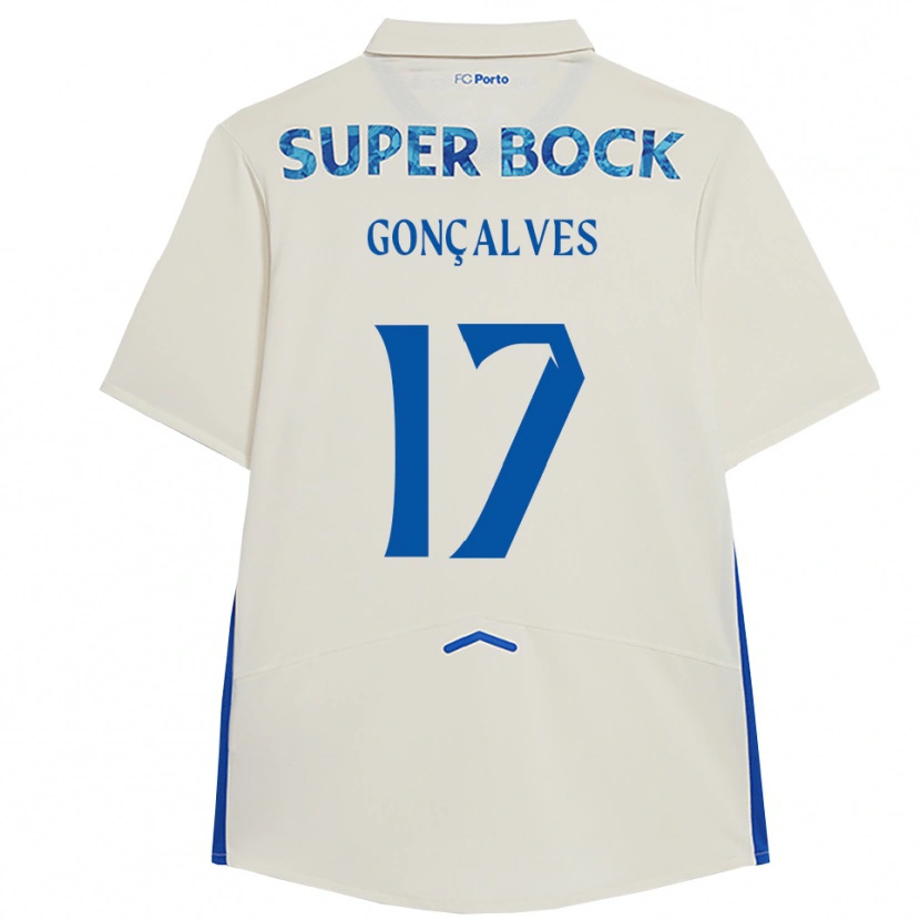 Danxen Femme Maillot Rodrigo Gonçalves #17 Blanc Bleu Troisieme 2025/26 T-Shirt