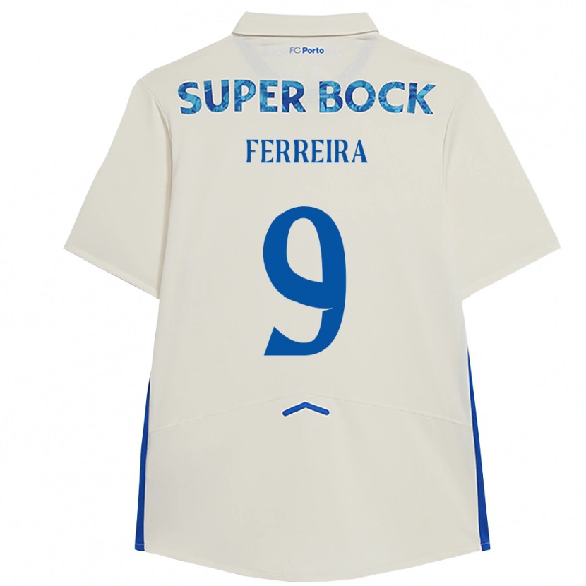 Danxen Femme Maillot Cristina Ferreira #9 Blanc Bleu Troisieme 2025/26 T-Shirt