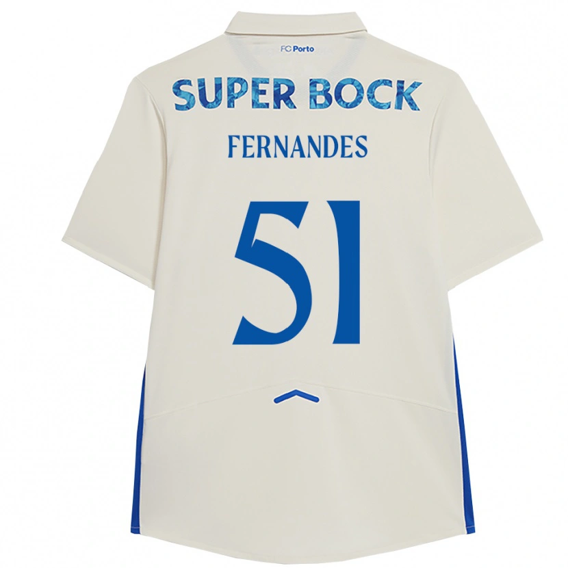 Danxen Femme Maillot Diogo Fernandes #51 Blanc Bleu Troisieme 2025/26 T-Shirt