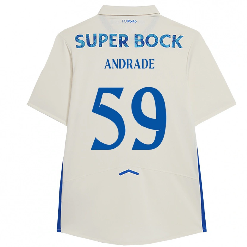 Danxen Femme Maillot Tiago Andrade #59 Blanc Bleu Troisieme 2025/26 T-Shirt