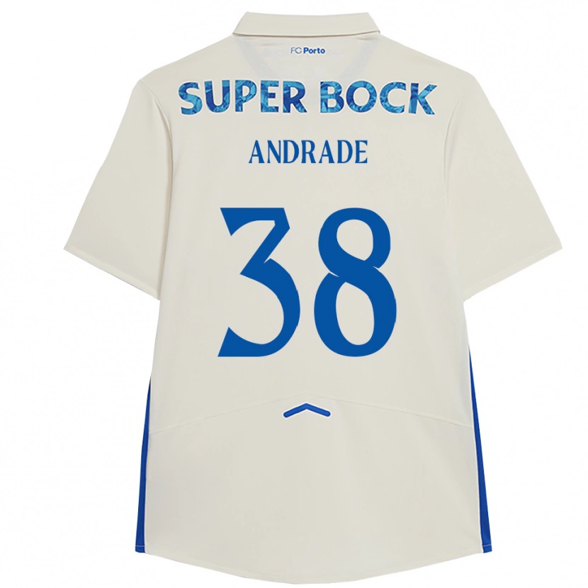 Danxen Femme Maillot Fernando Andrade #38 Blanc Bleu Troisieme 2025/26 T-Shirt