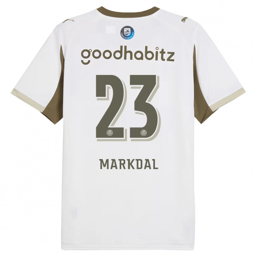 Danxen Femme Maillot Mikkel Markdal #23 Blanc Gris Troisieme 2025/26 T-Shirt