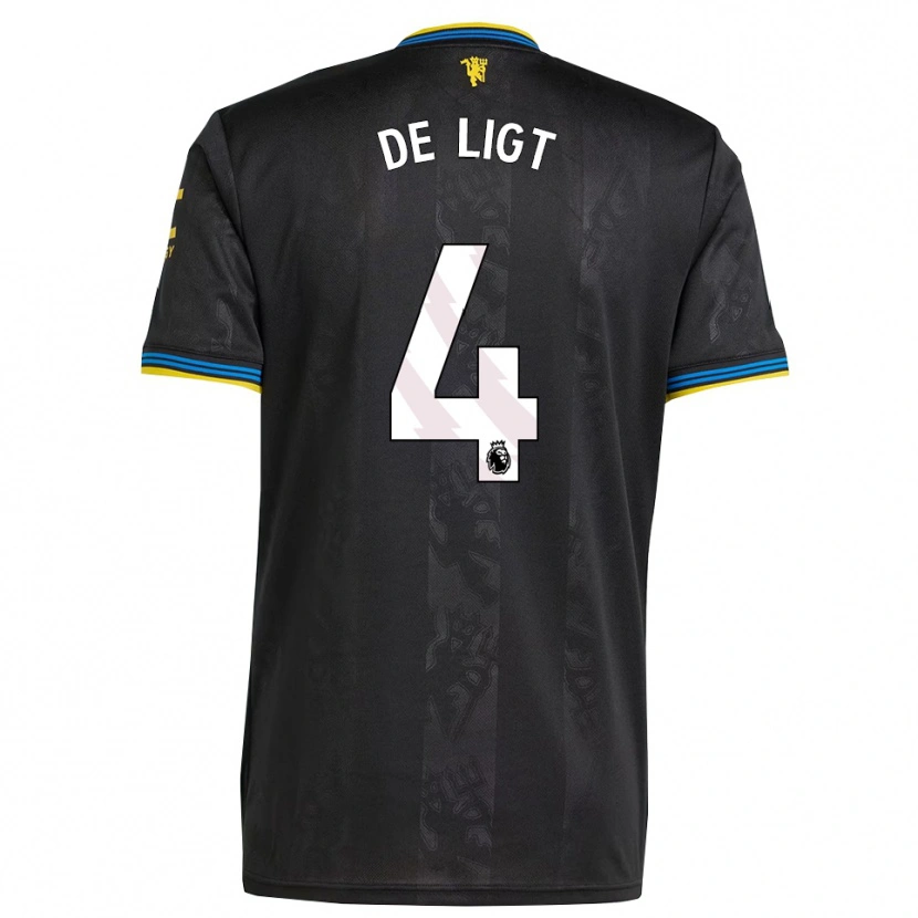 Danxen Femme Maillot Matthijs De Ligt #4 Noir Jaune Bleu Troisieme 2025/26 T-Shirt