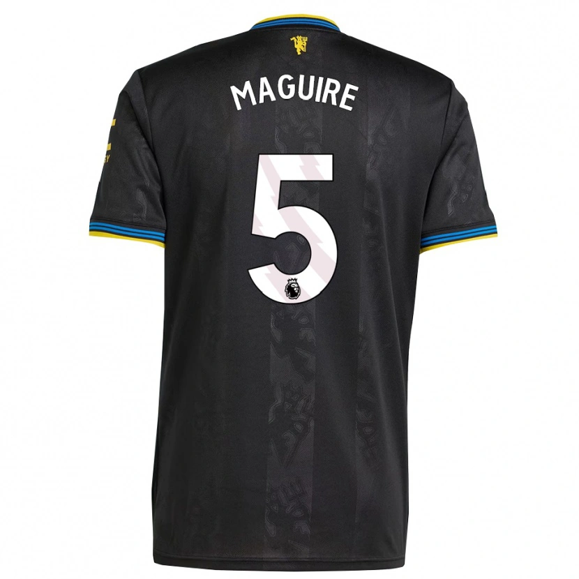 Danxen Femme Maillot Harry Maguire #5 Noir Jaune Bleu Troisieme 2025/26 T-Shirt