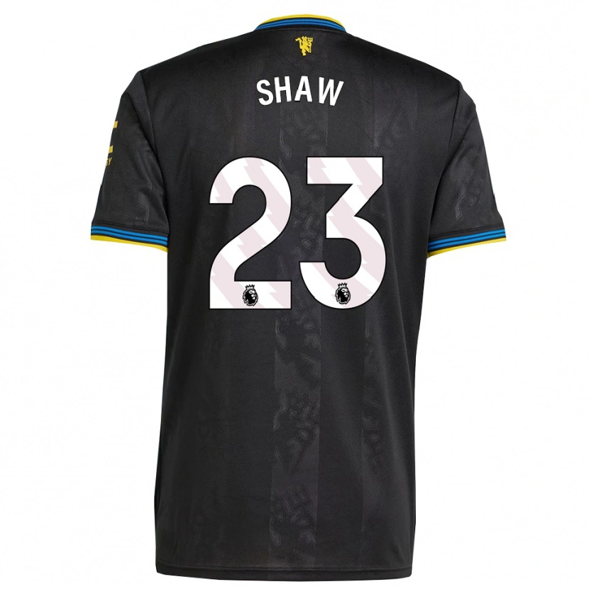 Danxen Femme Maillot Luke Shaw #23 Noir Jaune Bleu Troisieme 2025/26 T-Shirt