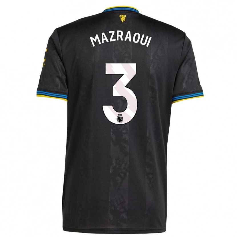 Danxen Femme Maillot Noussair Mazraoui #3 Noir Jaune Bleu Troisieme 2025/26 T-Shirt