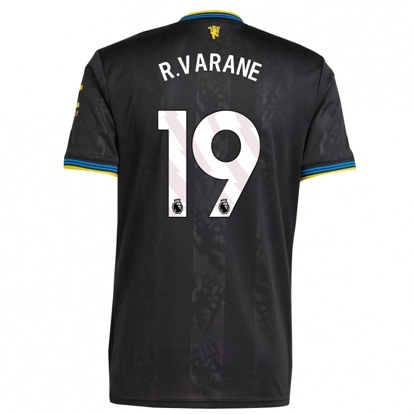 Danxen Femme Maillot Raphael Varane #19 Noir Jaune Bleu Troisieme 2025/26 T-Shirt