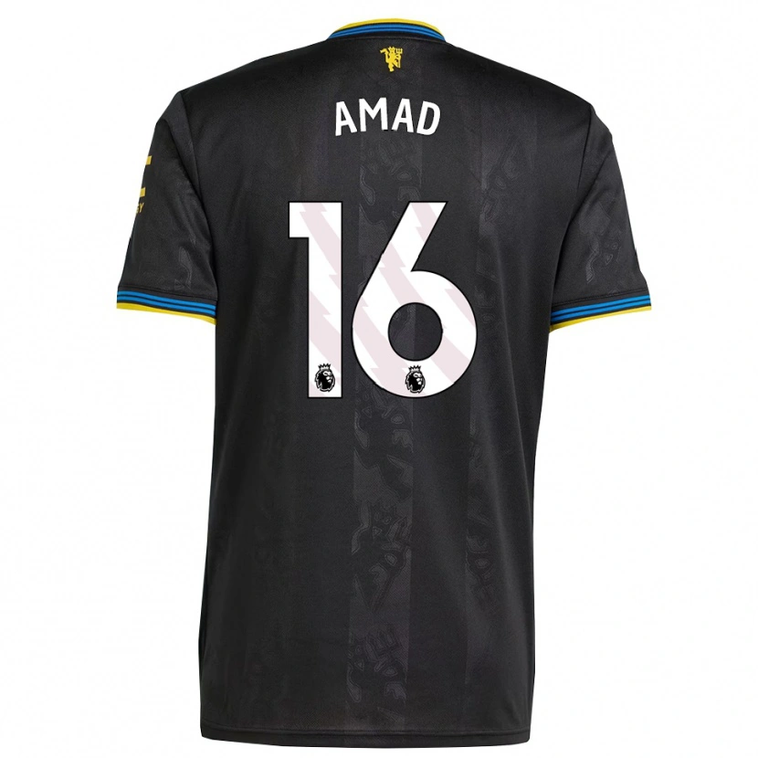 Danxen Femme Maillot Amad Diallo #16 Noir Jaune Bleu Troisieme 2025/26 T-Shirt
