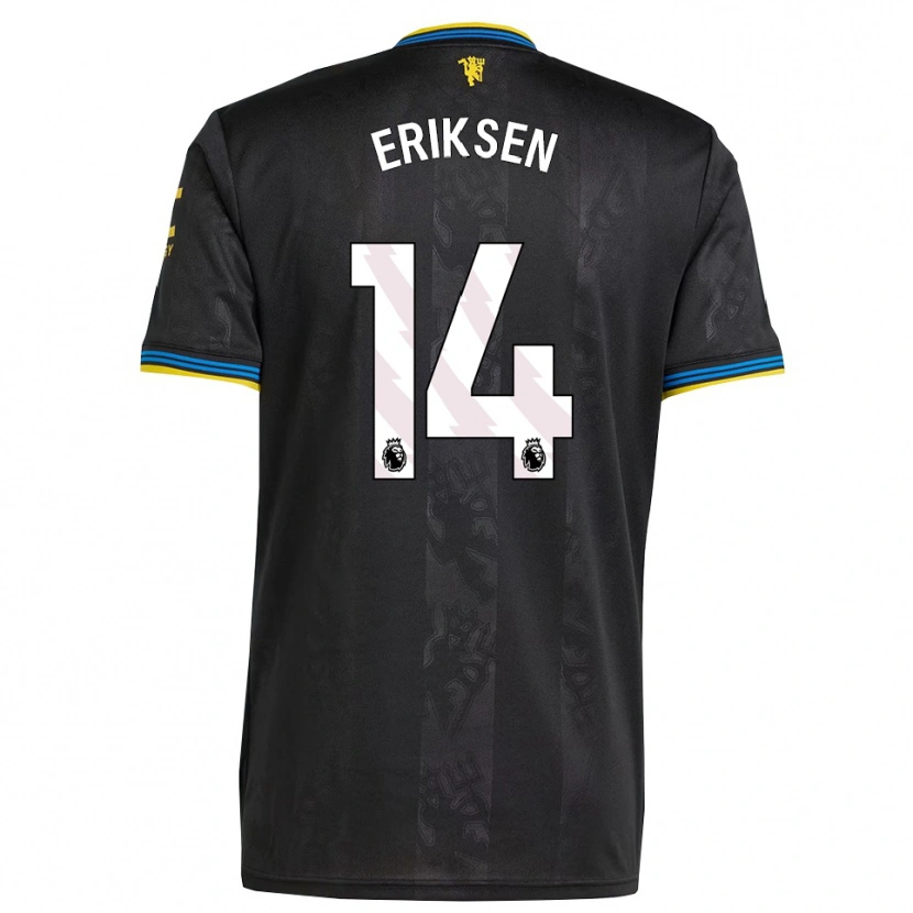 Danxen Femme Maillot Christian Eriksen #14 Noir Jaune Bleu Troisieme 2025/26 T-Shirt