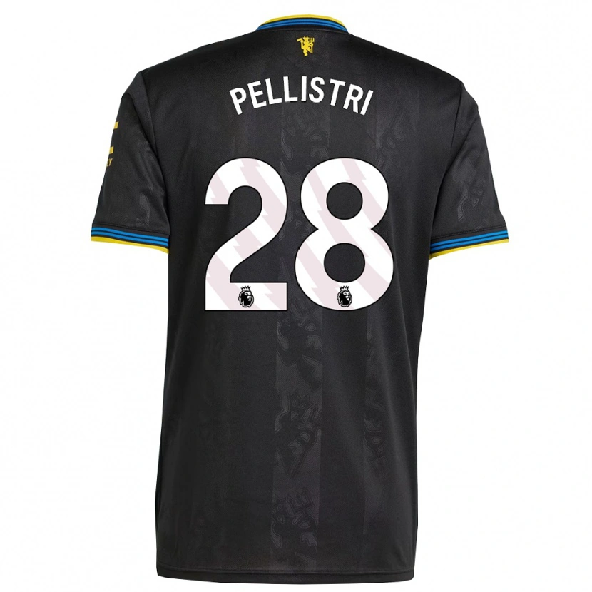 Danxen Femme Maillot Facundo Pellistri #28 Noir Jaune Bleu Troisieme 2025/26 T-Shirt