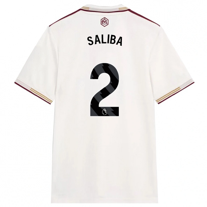 Danxen Femme Maillot William Saliba #2 Blanc Cassé Bourgogne Troisieme 2025/26 T-Shirt