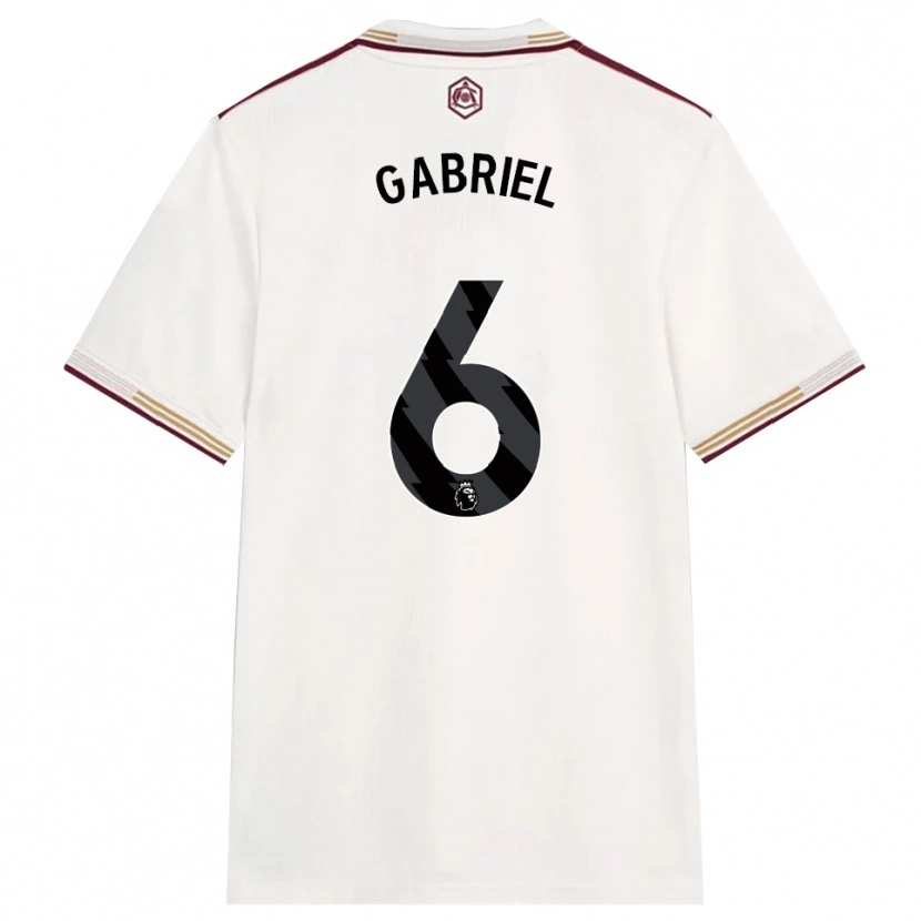 Danxen Femme Maillot Gabriel Magalhães #6 Blanc Cassé Bourgogne Troisieme 2025/26 T-Shirt