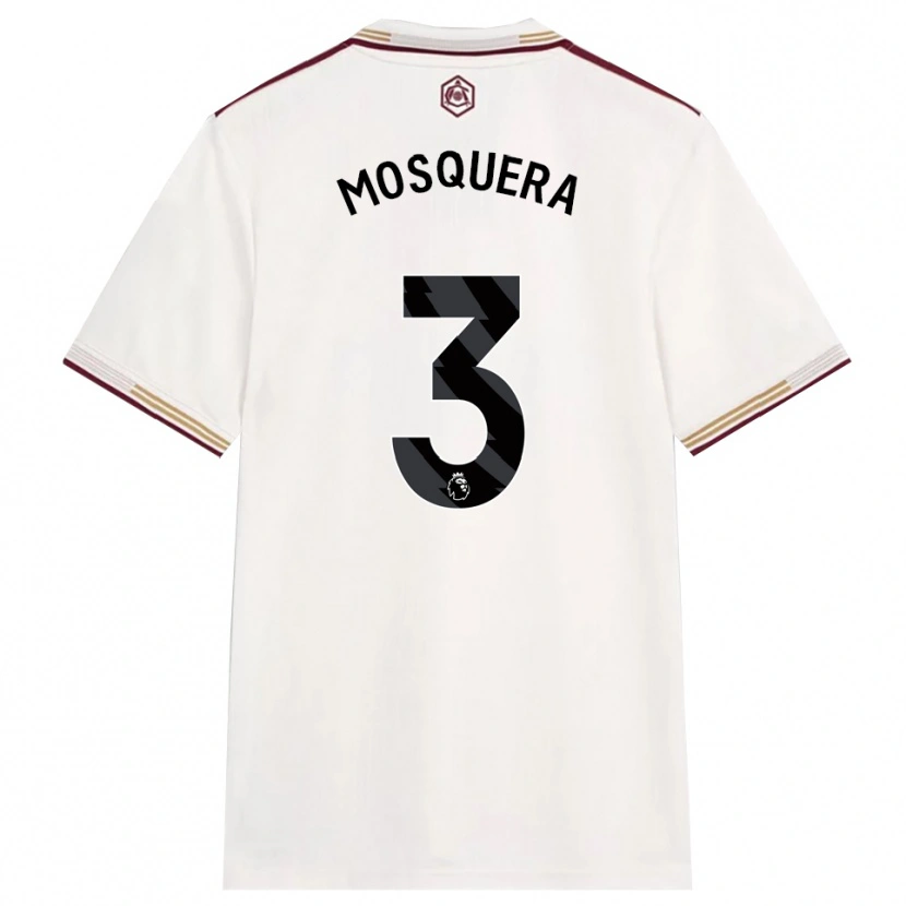 Danxen Femme Maillot Cristhian Mosquera #3 Blanc Cassé Bourgogne Troisieme 2025/26 T-Shirt