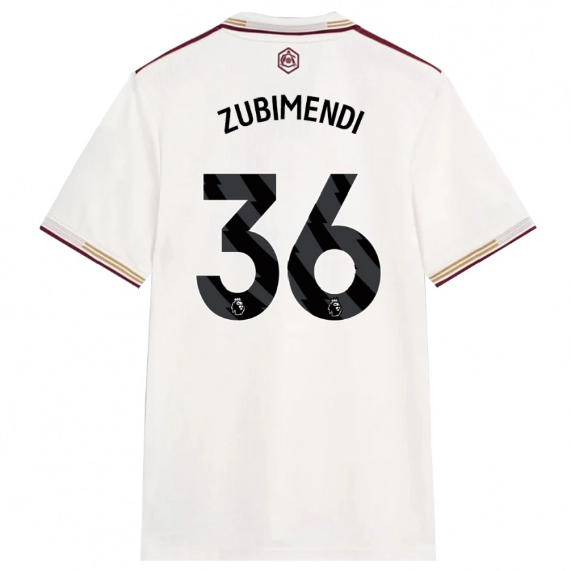 Danxen Femme Maillot Martín Zubimendi #36 Blanc Cassé Bourgogne Troisieme 2025/26 T-Shirt