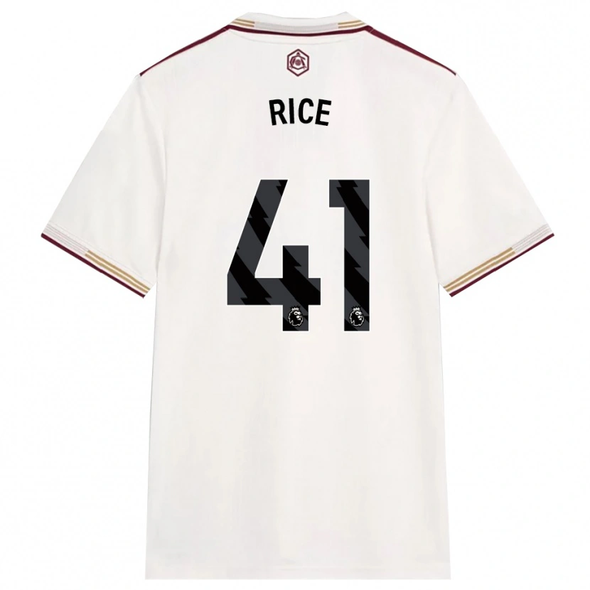 Danxen Femme Maillot Declan Rice #41 Blanc Cassé Bourgogne Troisieme 2025/26 T-Shirt