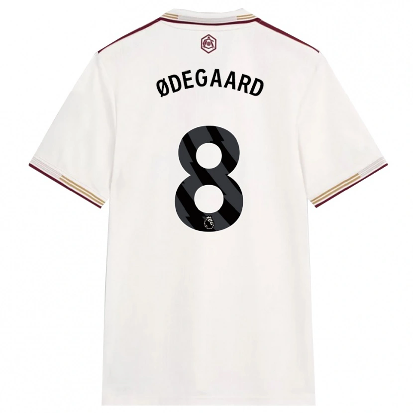 Danxen Femme Maillot Martin Ødegaard #8 Blanc Cassé Bourgogne Troisieme 2025/26 T-Shirt