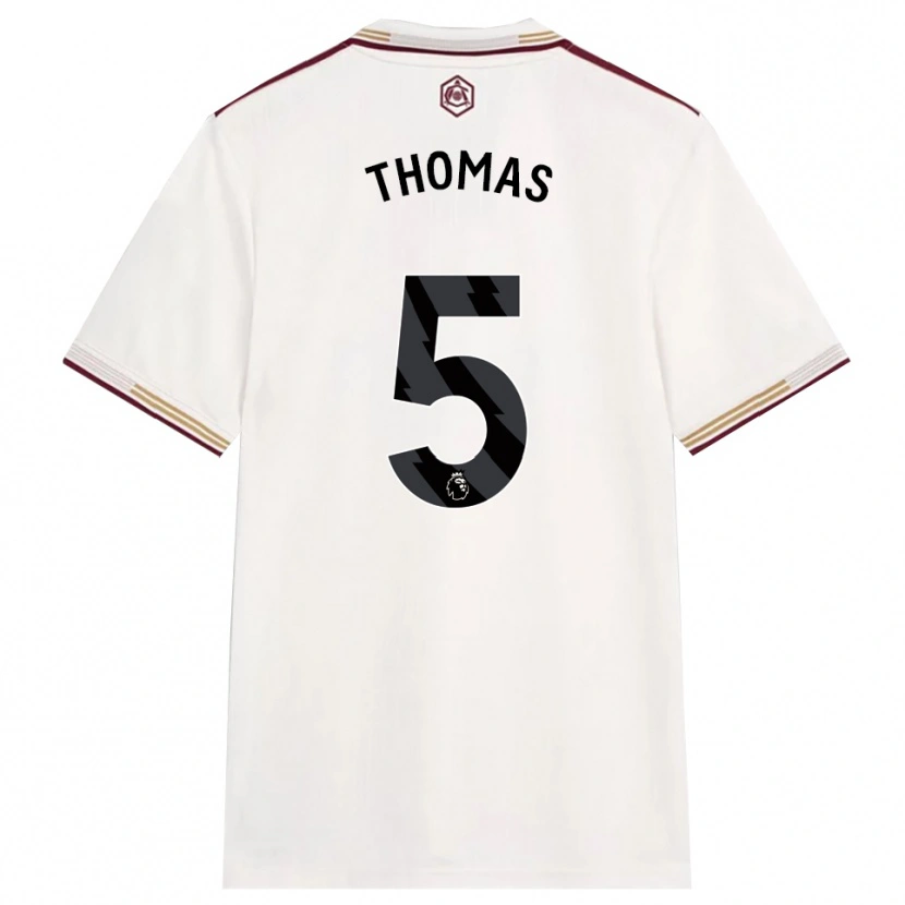 Danxen Femme Maillot Thomas Partey #5 Blanc Cassé Bourgogne Troisieme 2025/26 T-Shirt