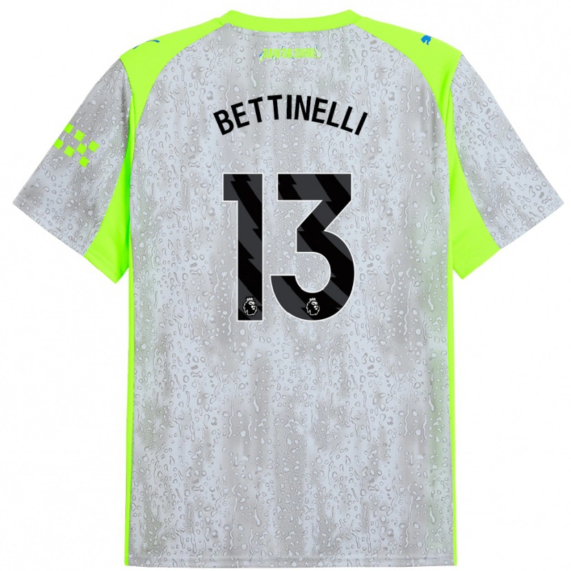Danxen Femme Maillot Marcus Bettinelli #13 Gris Jaune Troisieme 2025/26 T-Shirt